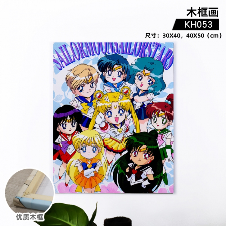 sailormoon Anime wooden frame painting 30X40cm support customized pictures KH053