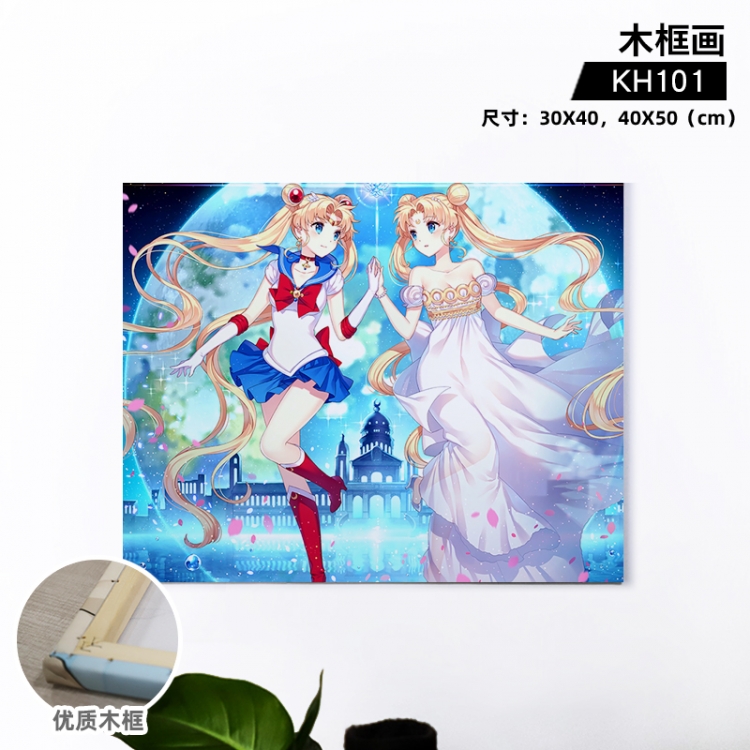 sailormoon Anime wooden frame painting 30X40cm support customized pictures KH101