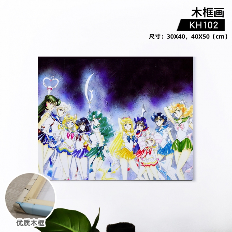 sailormoon Anime wooden frame painting 30X40cm support customized pictures KH102