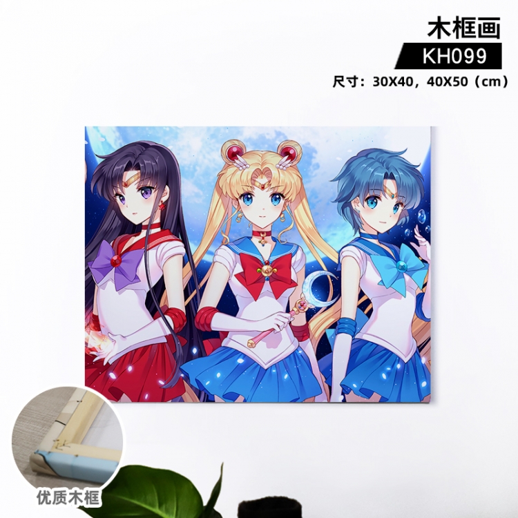 sailormoon Anime wooden frame painting 30X40cm support customized pictures KH099