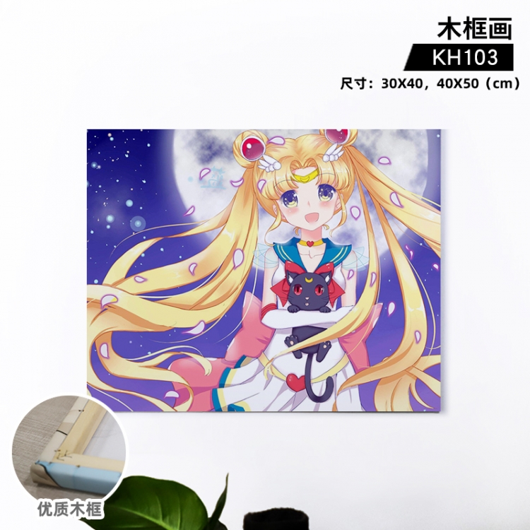 sailormoon Anime wooden frame painting 30X40cm support customized pictures  KH103