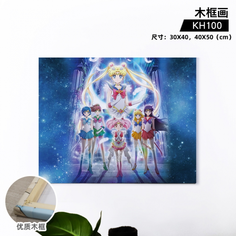 sailormoon Anime wooden frame painting 30X40cm support customized pictures KH100