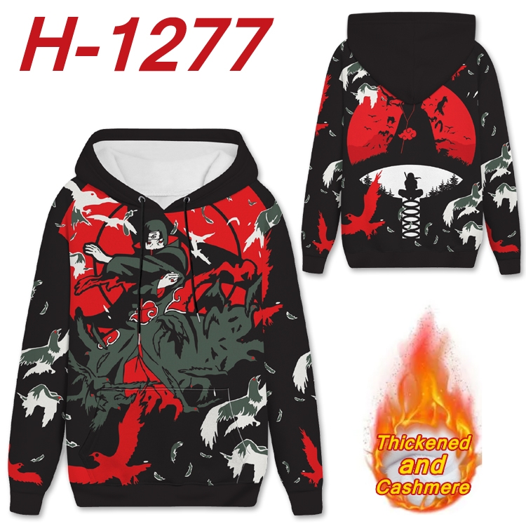 Naruto Anime plus velvet padded pullover hooded sweater  from S to 4XL H-1277