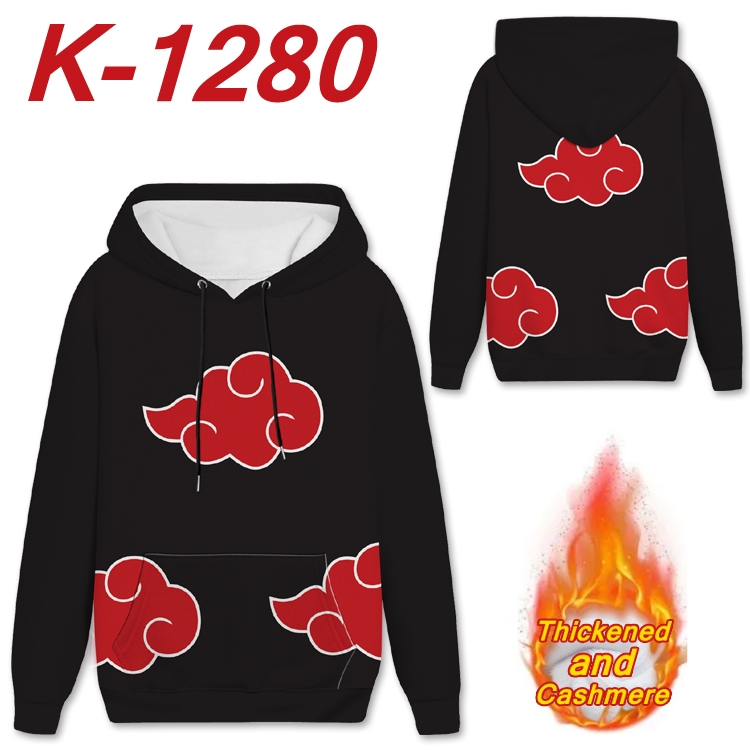 Naruto Anime plus velvet padded pullover hooded sweater  from S to 4XL H-1280