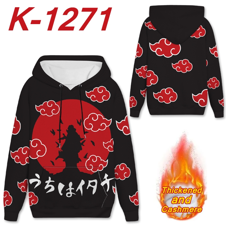 Naruto Anime plus velvet padded pullover hooded sweater  from S to 4XL H-1271