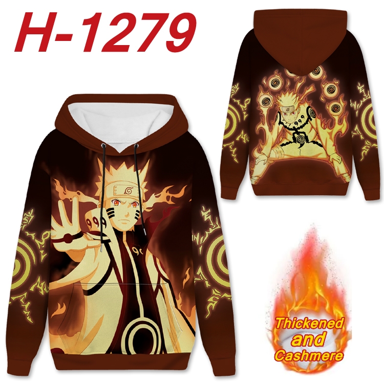 Naruto Anime plus velvet padded pullover hooded sweater  from S to 4XL H-1279