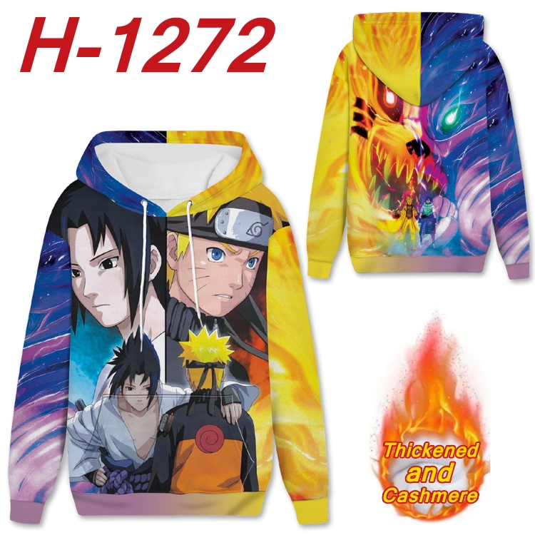 Naruto Anime plus velvet padded pullover hooded sweater  from S to 4XL H-1272