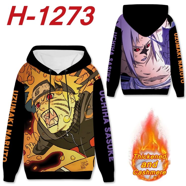 Naruto Anime plus velvet padded pullover hooded sweater  from S to 4XL H-1273