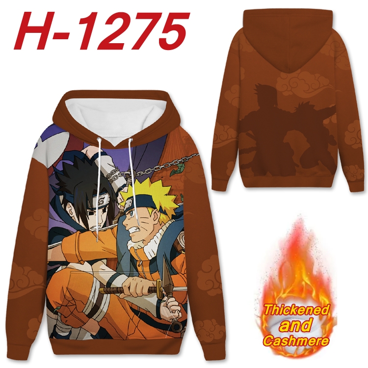 Naruto Anime plus velvet padded pullover hooded sweater  from S to 4XL H-1275