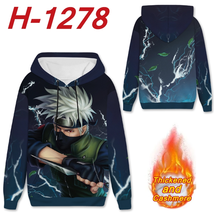 Naruto Anime plus velvet padded pullover hooded sweater  from S to 4XL H-1278