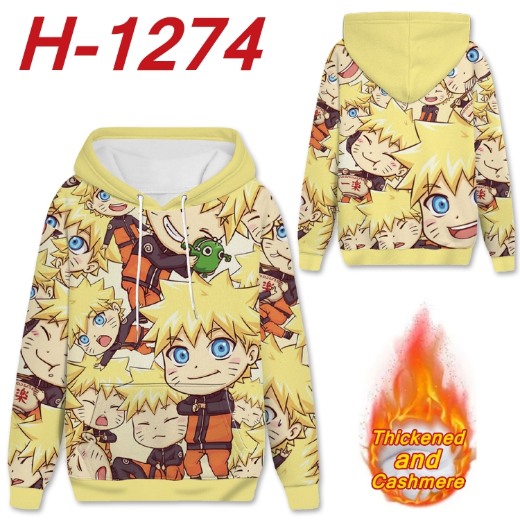 Naruto Anime plus velvet padded pullover hooded sweater  from S to 4XL H-1274