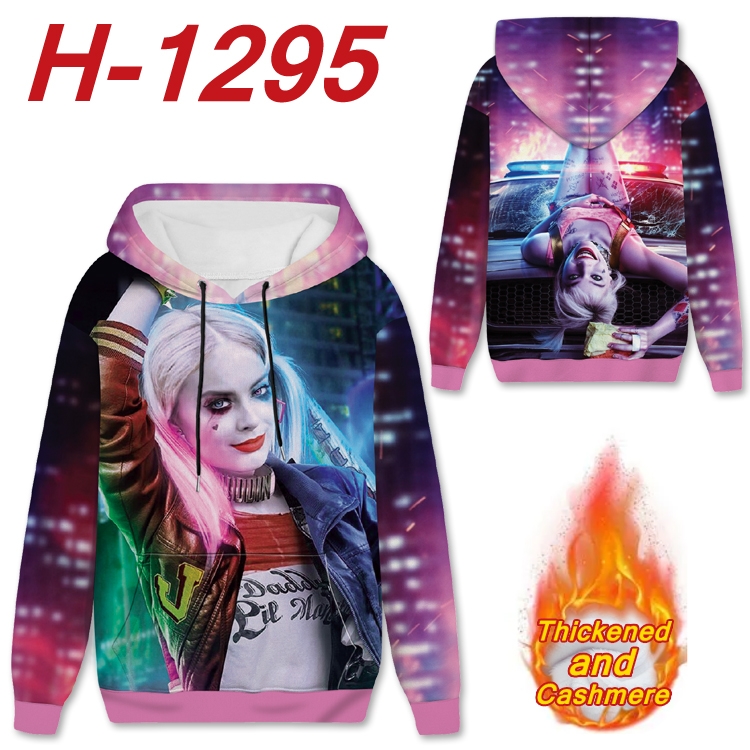 Suicide Squad Anime plus velvet padded pullover hooded sweater  from S to 4XL H-1295