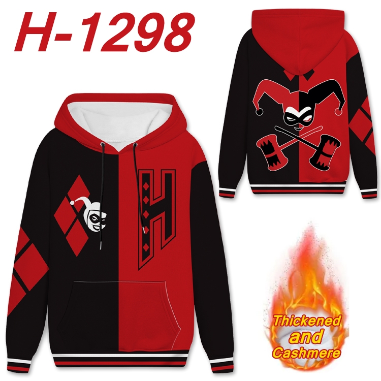 Suicide Squad Anime plus velvet padded pullover hooded sweater  from S to 4XL H-1298