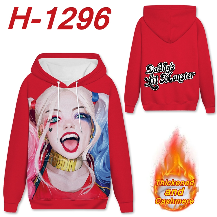 Suicide Squad Anime plus velvet padded pullover hooded sweater  from S to 4XL  H-1296