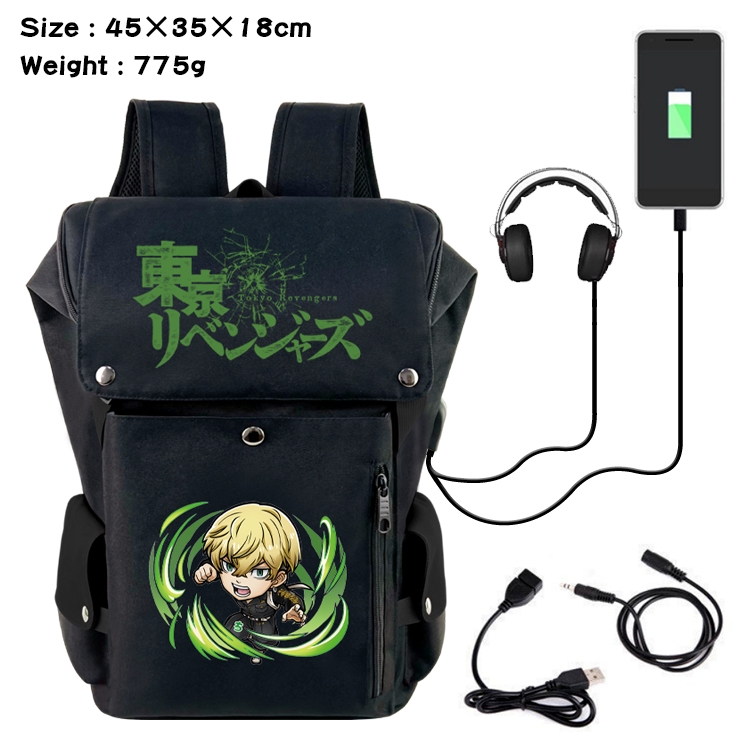 Tokyo Revengers  Flip Data USB Backpack Printed Student Backpack 45X35X18CM