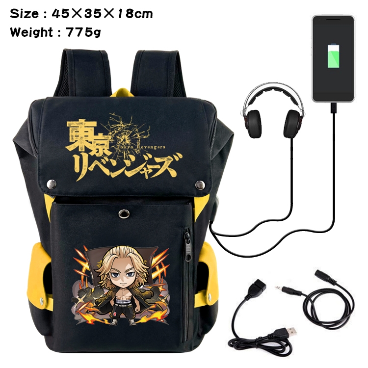 Tokyo Revengers  Flip Data USB Backpack Printed Student Backpack 45X35X18CM