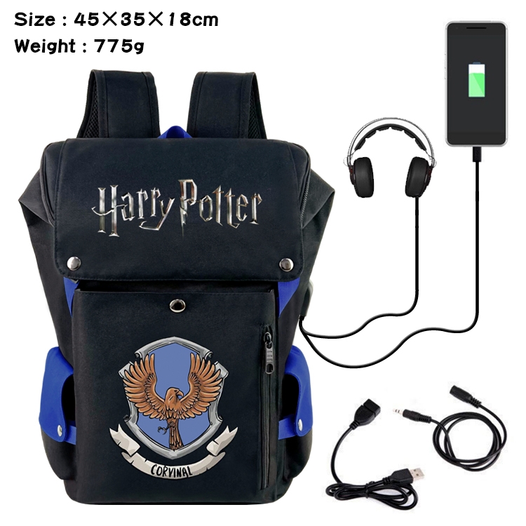 Harry Potter Flip Data USB Backpack Printed Student Backpack 45X35X18CM