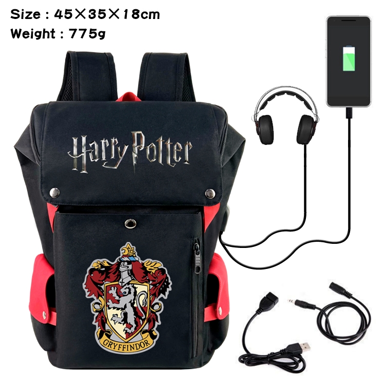 Harry Potter Flip Data USB Backpack Printed Student Backpack 45X35X18CM