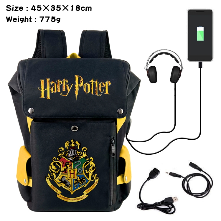 Harry Potter Flip Data USB Backpack Printed Student Backpack 45X35X18CM