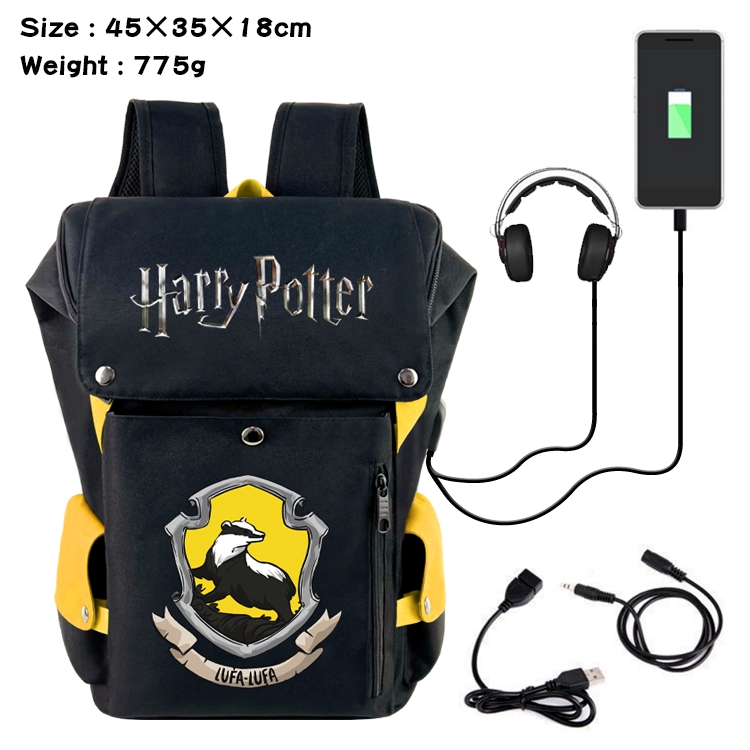 Harry Potter Flip Data USB Backpack Printed Student Backpack 45X35X18CM