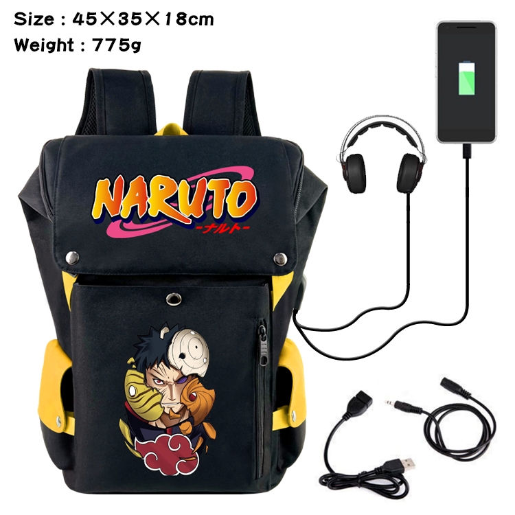 Naruto Flip Data USB Backpack Printed Student Backpack 45X35X18CM