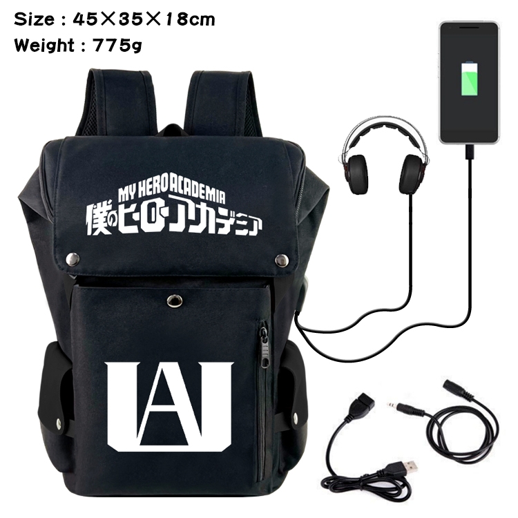 My Hero Academia Flip Data USB Backpack Printed Student Backpack 45X35X18CM
