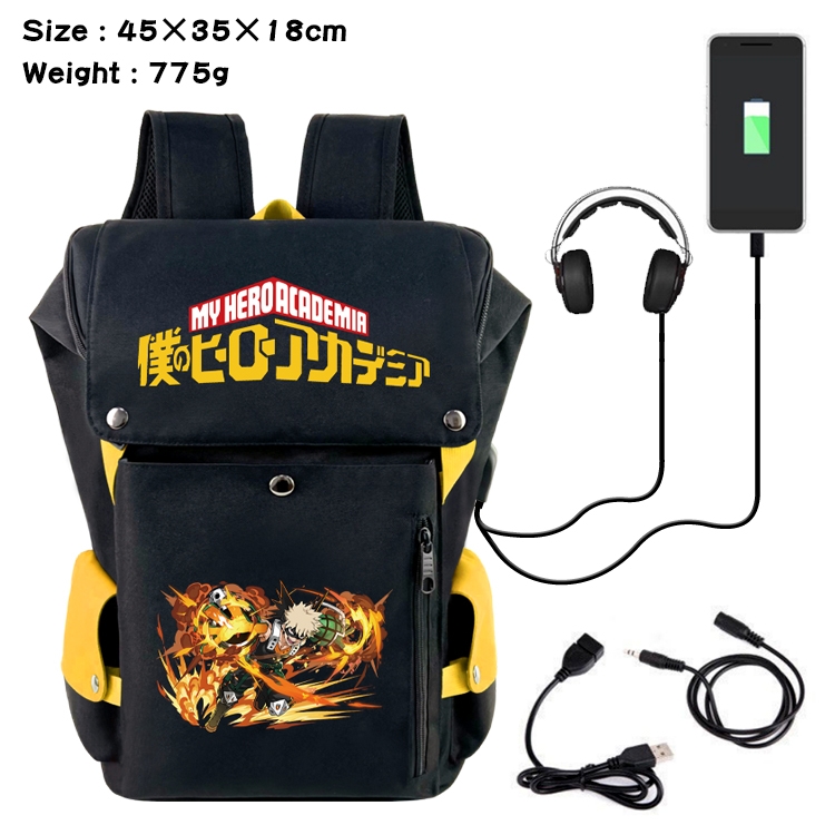 My Hero Academia Flip Data USB Backpack Printed Student Backpack 45X35X18CM