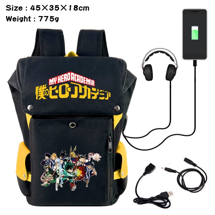 My Hero Academia Flip Data USB Backpack Printed Student Backpack 45X35X18CM
