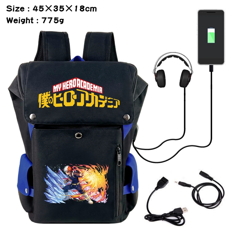 My Hero Academia Flip Data USB Backpack Printed Student Backpack 45X35X18CM