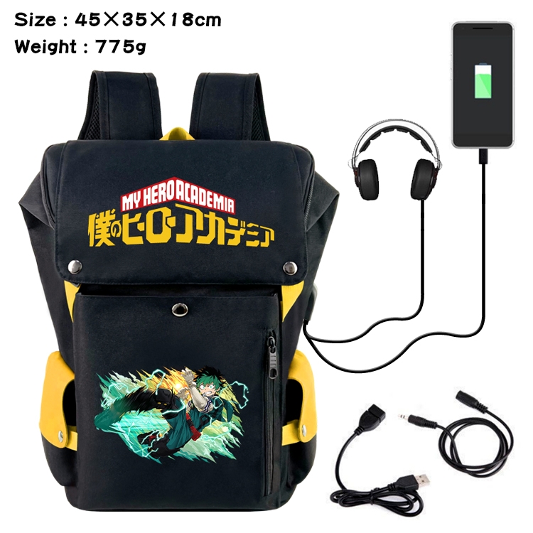 My Hero Academia Flip Data USB Backpack Printed Student Backpack 45X35X18CM