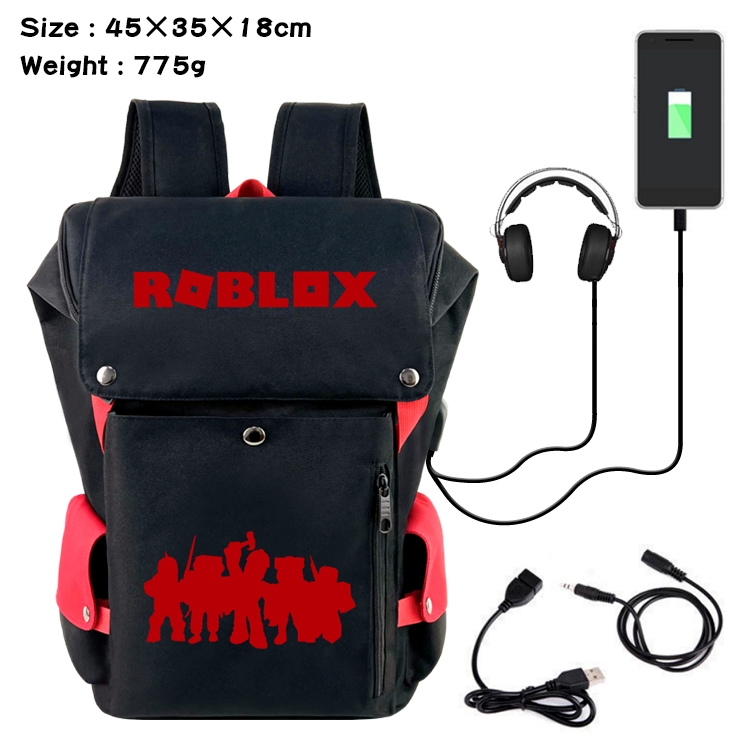 Roblox Flip Data USB Backpack Printed Student Backpack 45X35X18CM