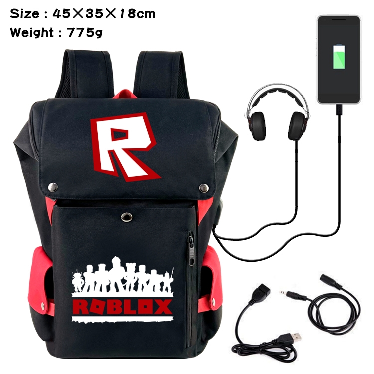 Roblox Flip Data USB Backpack Printed Student Backpack 45X35X18CM