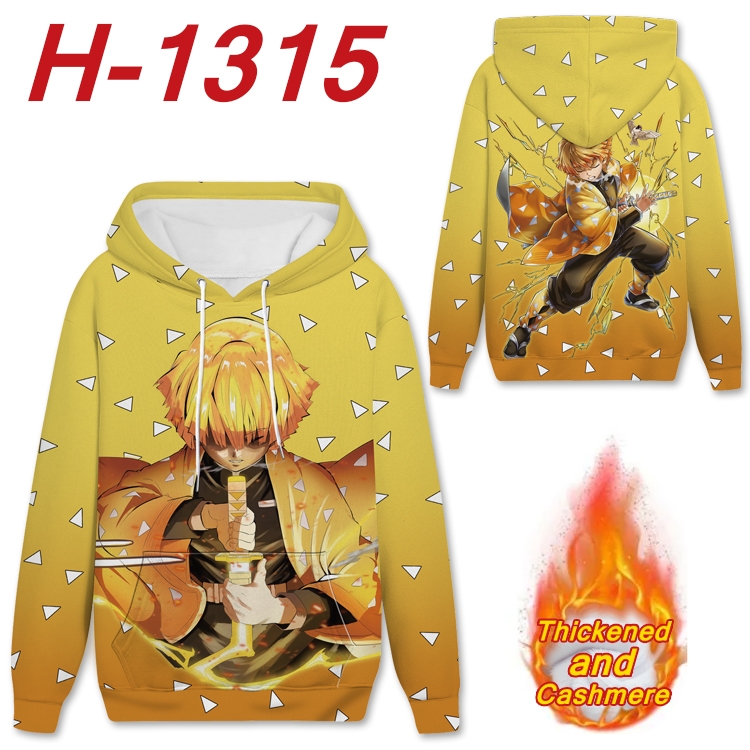 Demon Slayer Kimets  Anime plus velvet padded pullover hooded sweater  from S to 4XL H-1315