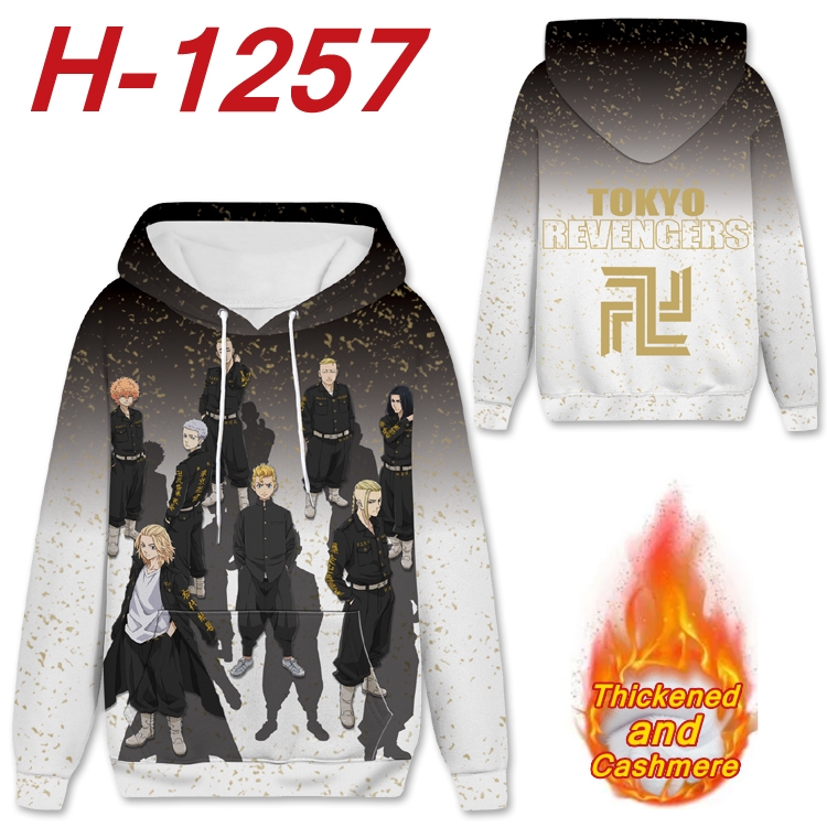 Tokyo Revengers Anime plus velvet padded pullover hooded sweater from S to 4XL  H-1257