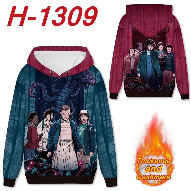 Stranger Things Anime plus velvet padded pullover hooded sweater from S to 4XL  H-1309