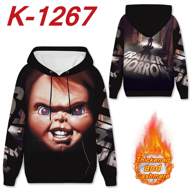 Chucky Anime plus velvet padded pullover hooded sweater from S to 4XL  H-1267