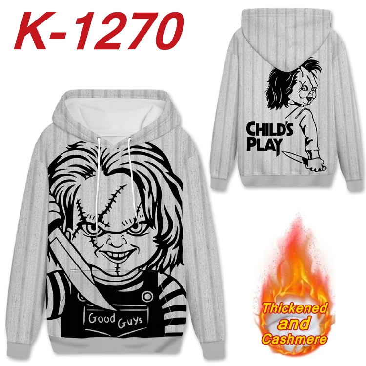 Chucky Anime plus velvet padded pullover hooded sweater from S to 4XL  H-1270