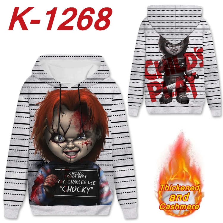 Chucky Anime plus velvet padded pullover hooded sweater from S to 4XL  H-1268
