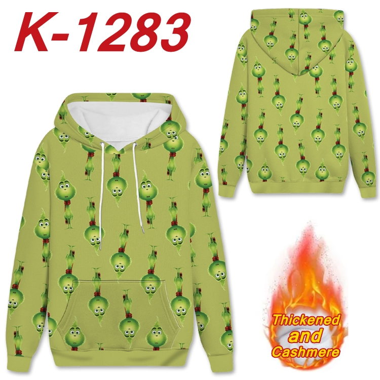 Green Haired Grinch Anime plus velvet padded pullover hooded sweater from S to 4XL  H-1283
