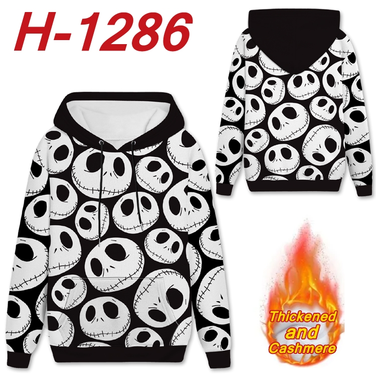 The Nightmare Before Christmas Anime plus velvet padded pullover hooded sweater from S to 4XL  H-1286