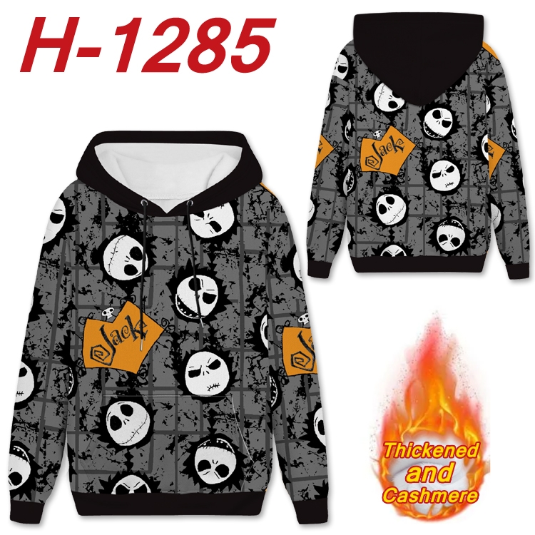 The Nightmare Before Christmas Anime plus velvet padded pullover hooded sweater from S to 4XL H-1285