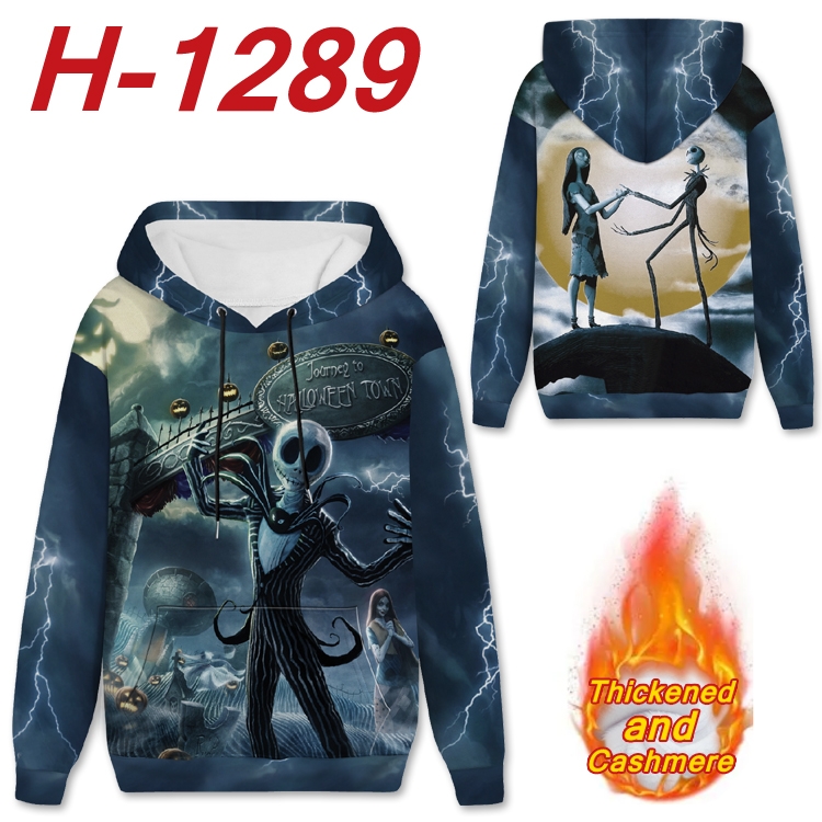The Nightmare Before Christmas Anime plus velvet padded pullover hooded sweater from S to 4XL  H-1289