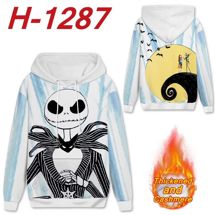 The Nightmare Before Christmas Anime plus velvet padded pullover hooded sweater from S to 4XL  H-1287