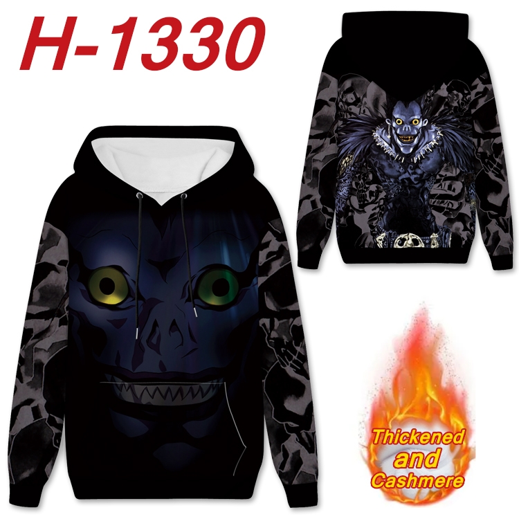 Death note Anime plus velvet padded pullover hooded sweater from S to 4XL H-1330
