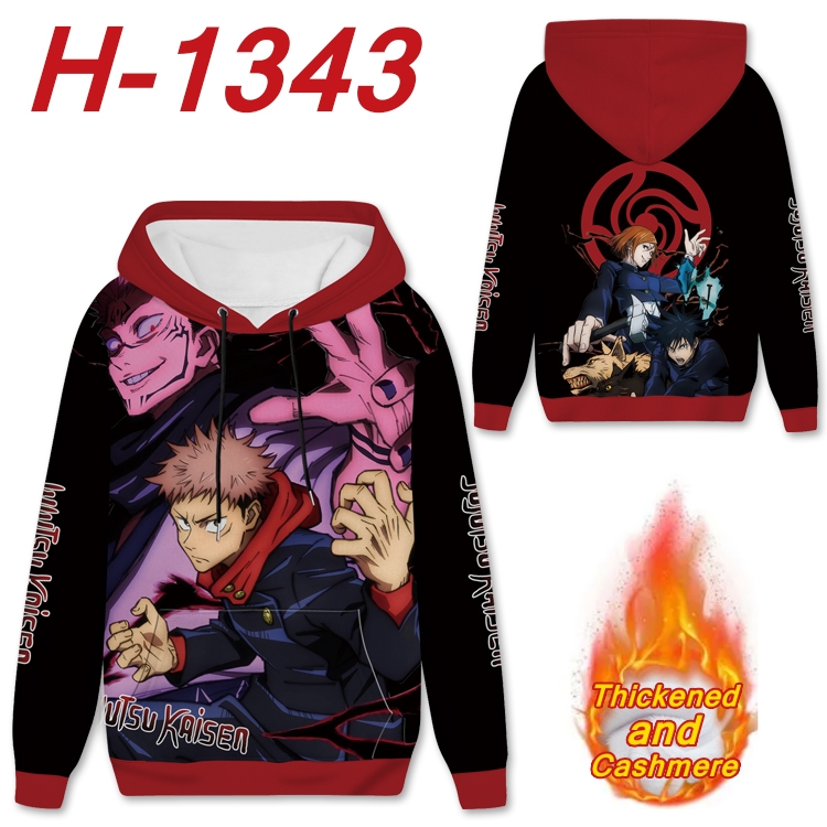 Jujutsu Kaisen Anime plus velvet padded pullover hooded sweater from S to 4XL H-1343