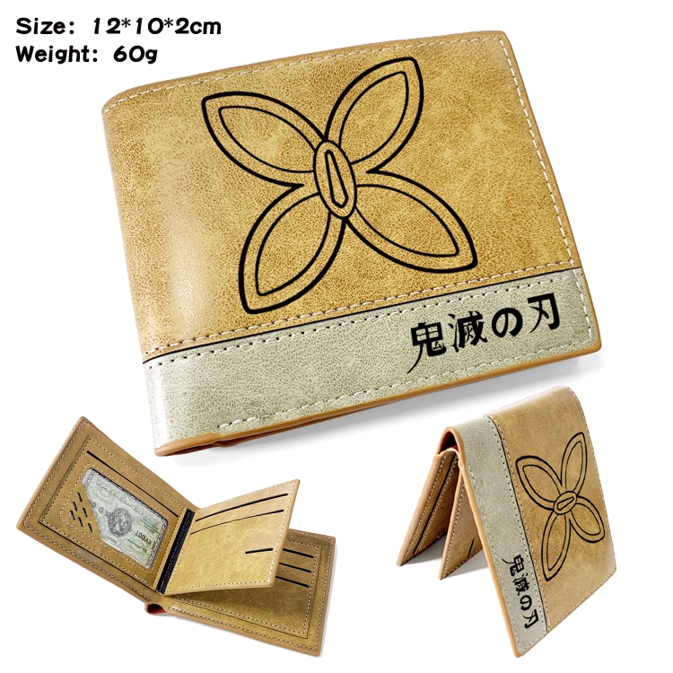 Demon Slayer Kimets Anime high quality PU two fold embossed wallet 12X10X2CM 60G