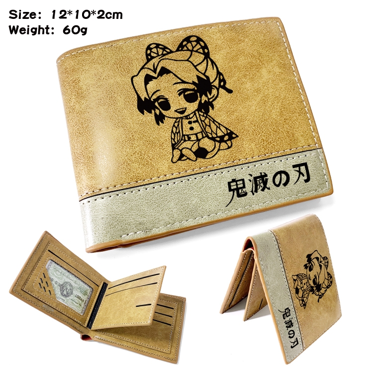 Demon Slayer Kimets Anime high quality PU two fold embossed wallet 12X10X2CM 60G