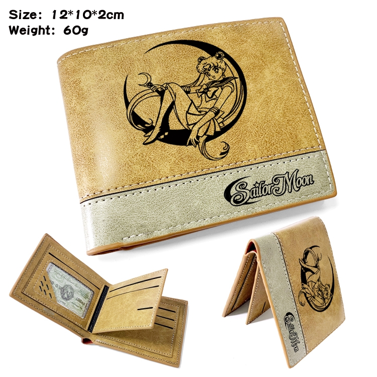 sailormoon Anime high quality PU two fold embossed wallet 12X10X2CM 60G