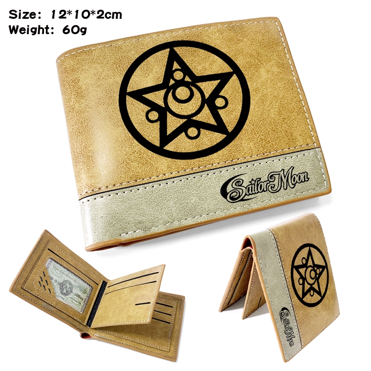 sailormoon Anime high quality PU two fold embossed wallet 12X10X2CM 60G