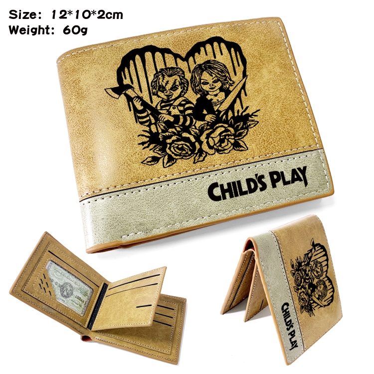 Chucky Anime high quality PU two fold embossed wallet 12X10X2CM 60G